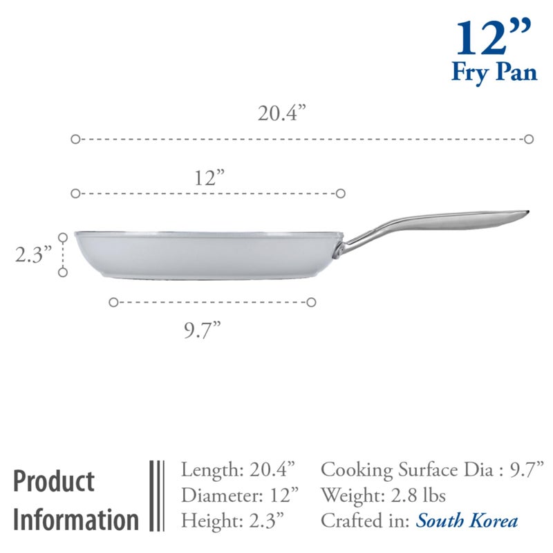 TECHEF - CeraTerra Ceramic Nonstick Frying Pan Skillet, (PTFE, PFAS, and PFOA Free), Dishwasher Oven Safe, Stainless Steel Handle, Induction-Ready, Made in Korea (12-in) - Image 5
